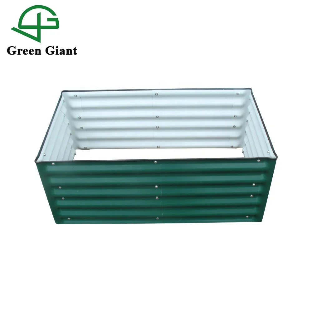 17"Tall 3.5' X 2' Rectangle Modular Corrugated Metal Raised Garden Bed Kit Aluzinc Planter Box for the Garden 107x61x43cm