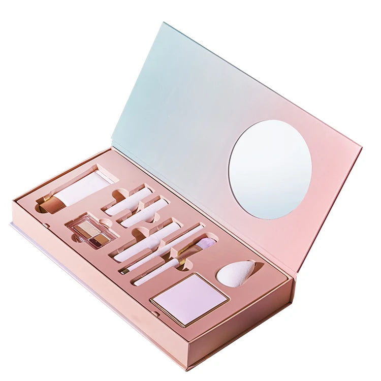 Customised Printing Cardboard Magnetic Box Packaging Cosmetic Set Skincare Makeup Tools Paper Boxes for Gift Sets