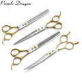 7\" Japan 440C Stainless Steel Sharp Dog Scissors Set Pet Grooming Straight Shears Thinning Scissors Chunker Curved Shears Z3004