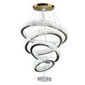 Large Modern Luxury 5-Ring Crystal LED Pendant Gold Round Light Chandelier Switch Control Steel Material Bedroom Home Lighting