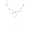 JINYOU 1929 Exquisite Thin Long Chain Stainless Steel Cubic Zircon Multi Layer Bib Necklace Jewelry for Women