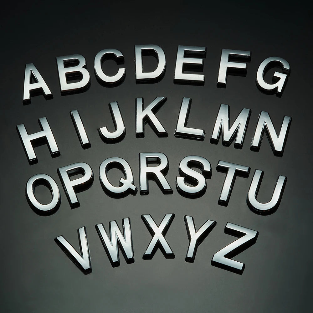 Custom Plastic Plating Gold Silver 0-9 3D Number Letter Car Sticker Emblem Badge Fashion Casting Metal Technique Stylish Label