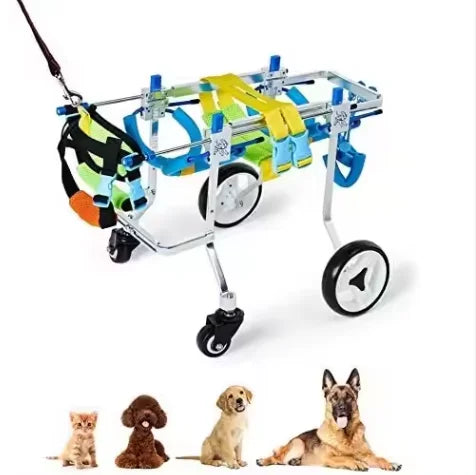 USMILEPET Lightweight Metal 4-Wheel Adjustable Dog Wheelchair Full Support Eco-Friendly CE Certified Foldable Training