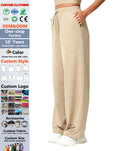 Bulk Custom Logo Casual French Terry Women Loose Oversize Straight Leg Ladies Jogger Pants Baggy Wide Leg Sweatpants for Ladies