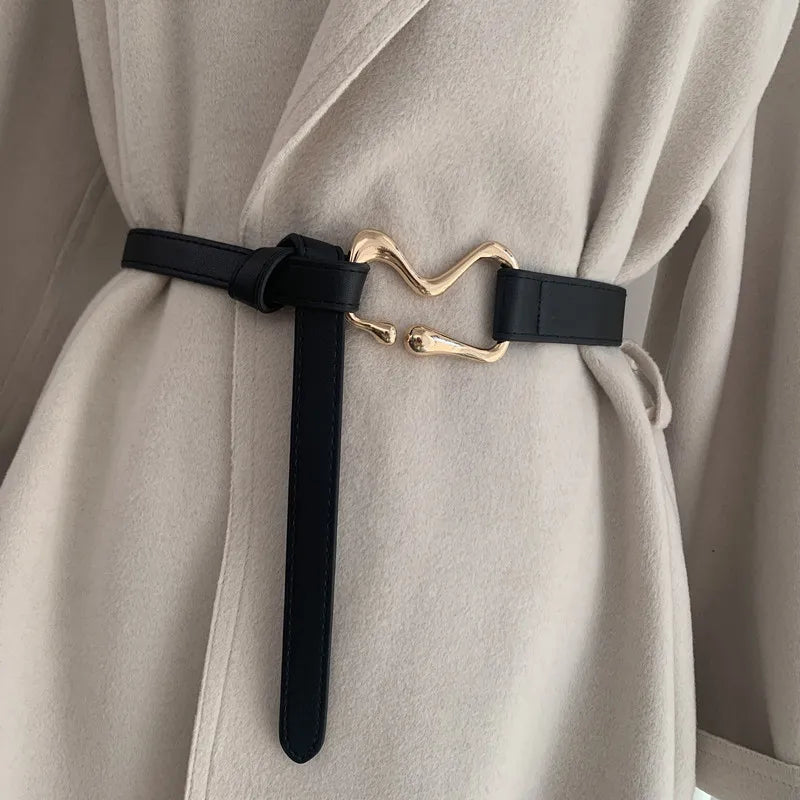 The Spot Wholesale PU Leather Belt Female Thin Waist Belt Collocation Suit Soat Knotting Decorative Show Thin Belt