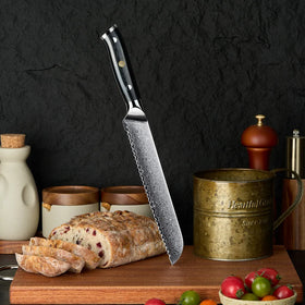 8 Inch Bread Knife 67 Layers Damascus Steel VG10 Damascus Kitchen Knife with G10 Handle