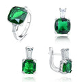 POLIVA Elegant 925 Sterling Silver Rhodium Plating Jewelry Sets Cushion Cut Emerald Aaa Crystal Jewelry Set for Women