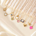 Luxury Stainless Steel Waterproof 18k Gold Plated Jewelry Non-fading Pearl Natural Stone pink Heart Pendant Necklaces for Women