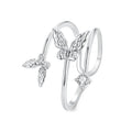 925 Sterling Silver Butterfly Stacking Rings Open Adjustable Band Luxury Zircon Anniversary Romantic Jewelry for Women BSR502