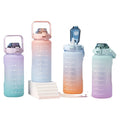 Customized logo BPA Free Water Bottle 2L /64oz Big Plastic Water Bottle With Time Marker Straw for Fitness Gym Sports