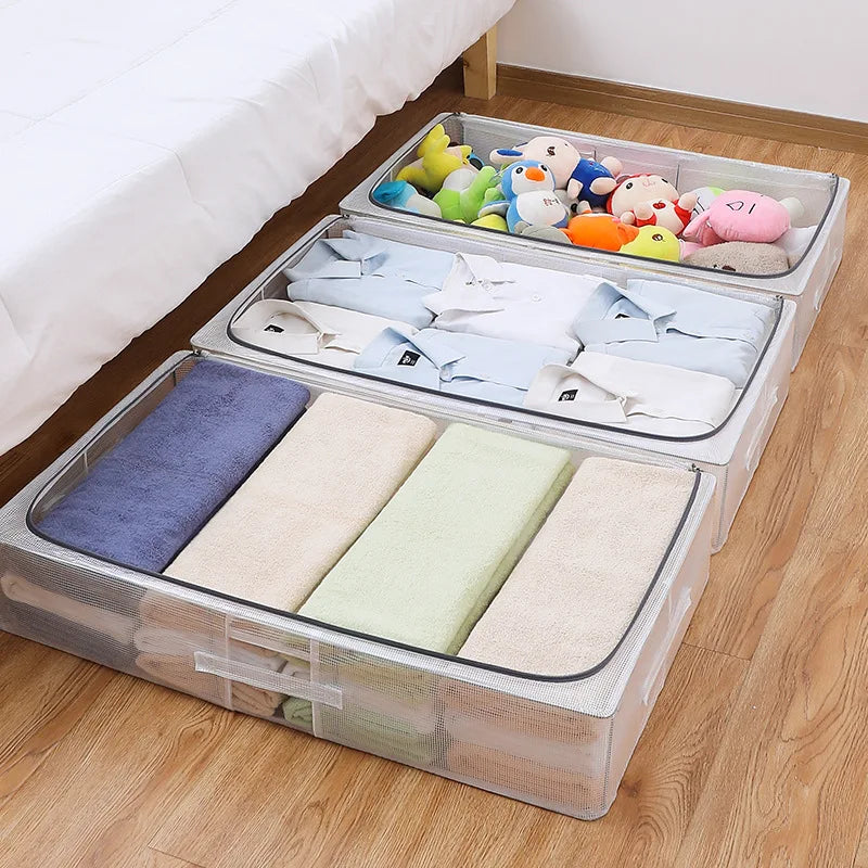 Y8240 Medium Under Bed Storage Box for Kids 100L Folding Cloth Organizer Eco-Friendly Sustainable Square Shape Toy Storage
