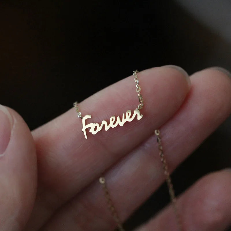 Personality 925 Sterling Silver Plated 14k Gold Necklace Women Forever Clavicle Chain Women
