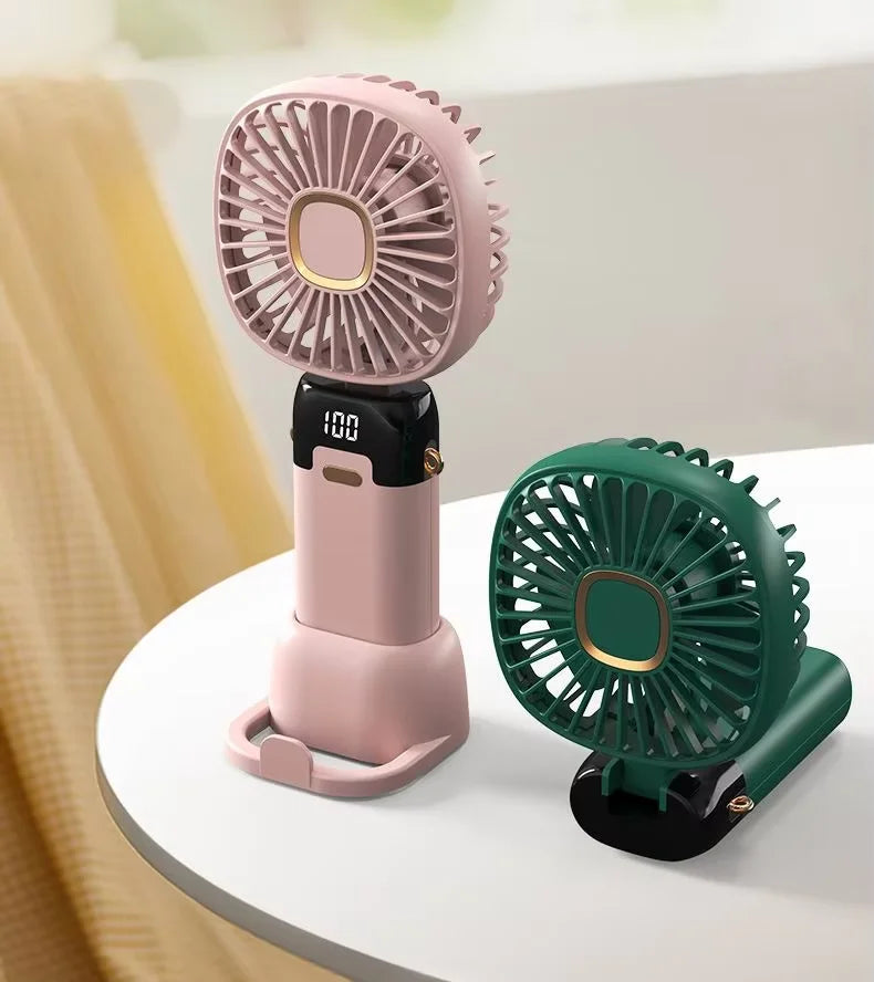 Mini Quiet Large Wind Hand-held Fan Student Rechargeable Office Weareable Fan Cute Small air Cooling USB Charging Fan