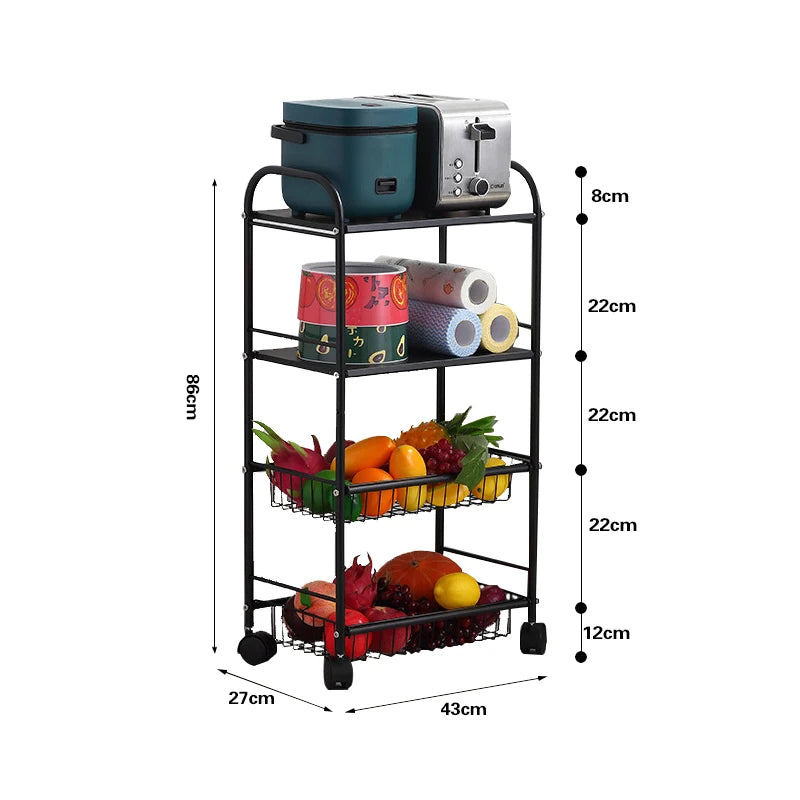 Factory Outlet Stainless Steel Four-Tier Classic Design Multifunction Fruit Vegetable Rack Stand Type Storage for Tableware