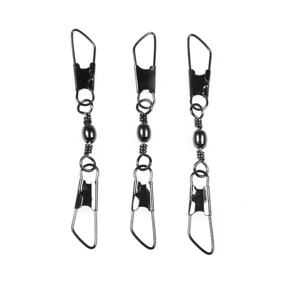 Barrel Swivels Double Safety Snap Quick Change Pin Fishing Lure Hook Connector Essential Common Accessories for Saltwater
