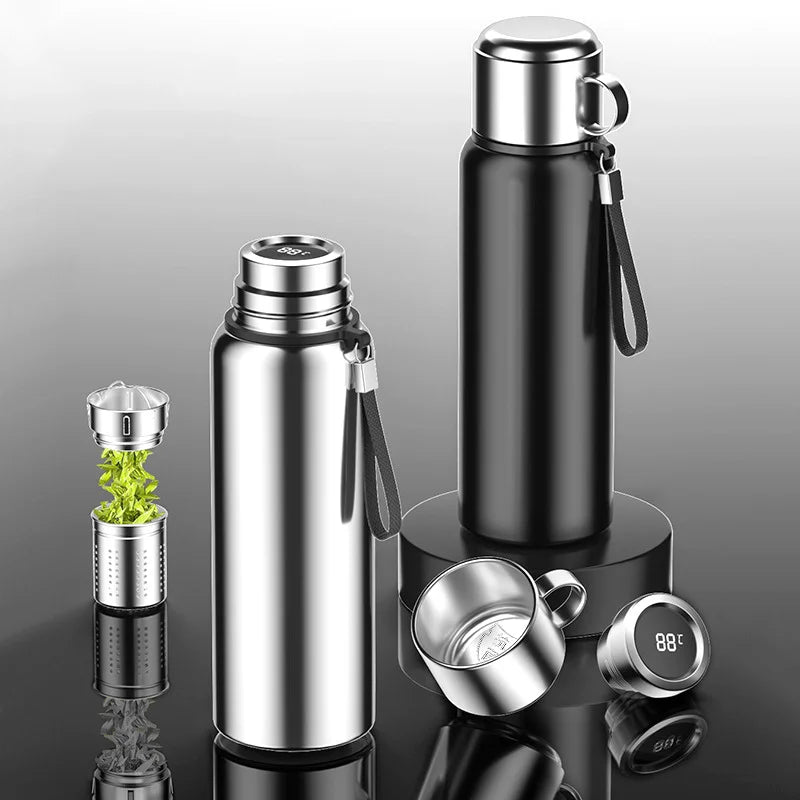 Large Digital Thermo Smart Flask Water Bottle Stainless Steel Insulated Tea Cup Led Tea Thermos with Tea Infuser