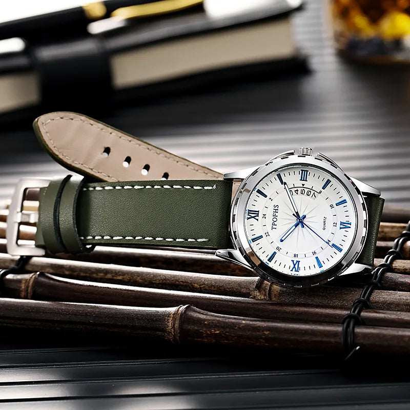 High Quality Waterproof Watch for Men Sports Leather Band Men Wristwatch Simple Business Calendar Luminous Quartz Watch Gift