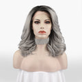 Celebrity 16inch Short bob Cut Silver Ombre Hair Grey Matte Heat Resistant Fiber Synthetic Wigs Vendor