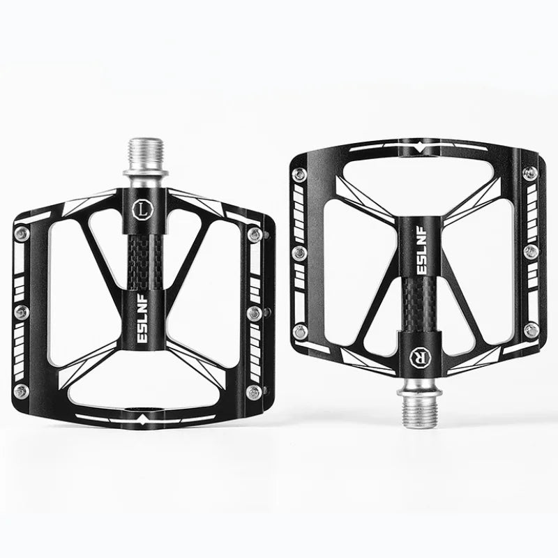 ESLNF Ultralight MTB Pedals 3 Bearings Bicycle Aluminum Alloy Axle Flat Pedals Carbon Fiber Sleeve Road Bike Pedals