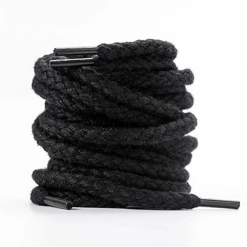 1Pair Linen Cotton Shoe Laces 8mm Bold Round Shoelaces for Sneakers Laces Shoes Boot Shoelace 100/120/140/160/180CM Shoestrings