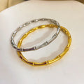 2024 Trendy Bamboo Titanium Steel Bracelet Femme Summer Niche Ins Stainless Steel Retro Trending Bamboo Cuff Bracelet