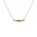 2024 New Design Stainless Steel Link Chain Necklace Rainbow Healing Crystal Birthstone Pendant Colorful Necklaces Fashion Chains