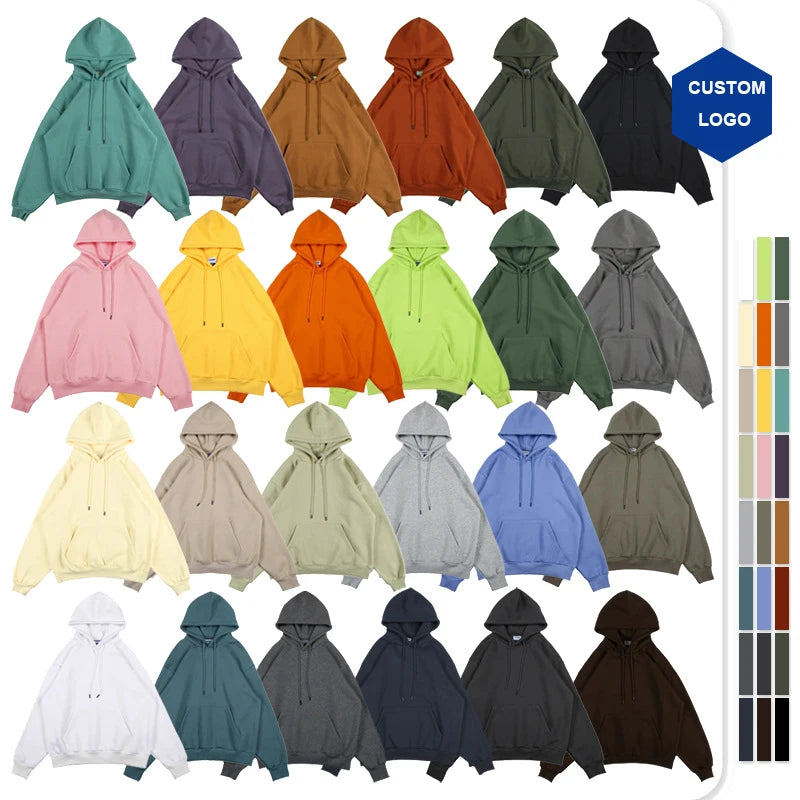 EVERTOP Custom Men's Hooded Sweatshirts Heavyweight Satin Lined Oversized Hoodie with Embossed Logo Unisex Streetwear for Winter