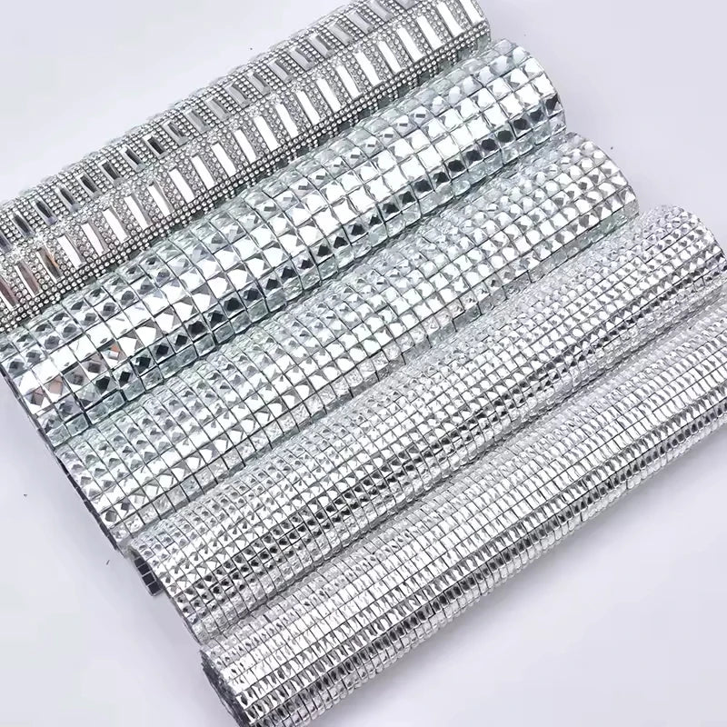 Square Crystal Rhinestone Mesh Hotfix 24*40cm Rhinestone Sheet Bag Shoe Decoration Glass Beads Iron on Transfer Wedding