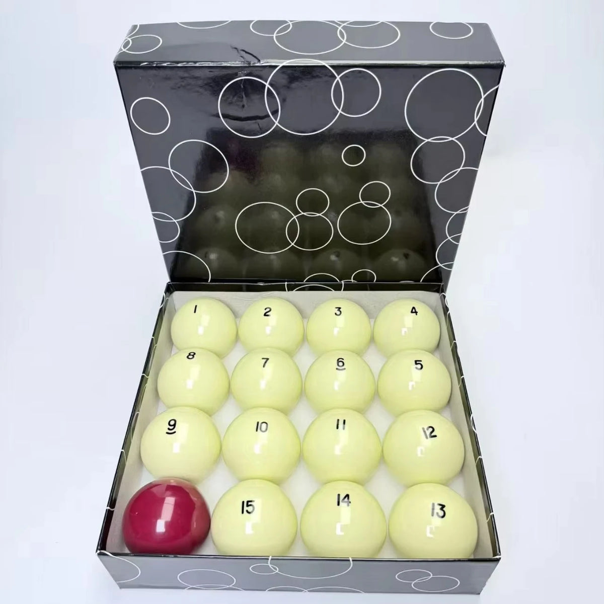 Popular Black Box 68mm Size Resin Russian Billiard Ball 16pcs Set MegaBDM
