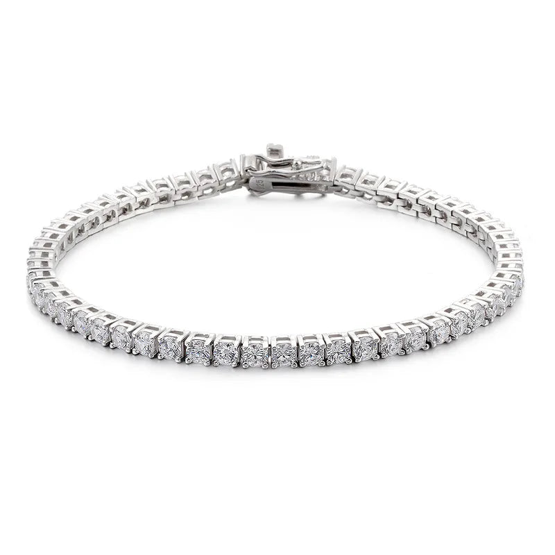 Sparkling Moissanite with Certificates 925 Sterling Silver 3mm Moissanite Tennis Bracelet
