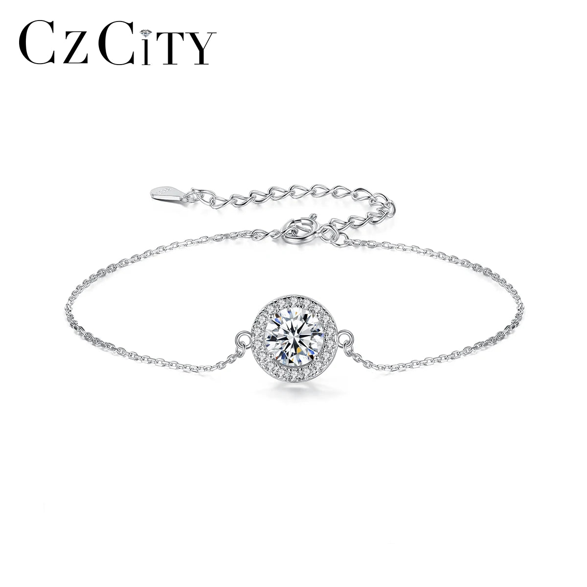 CZCITY Jewelry Sterling Silver Chain Luxury 925 Lady Charm Iced Out Korean Woman Designer Girl Bracelet