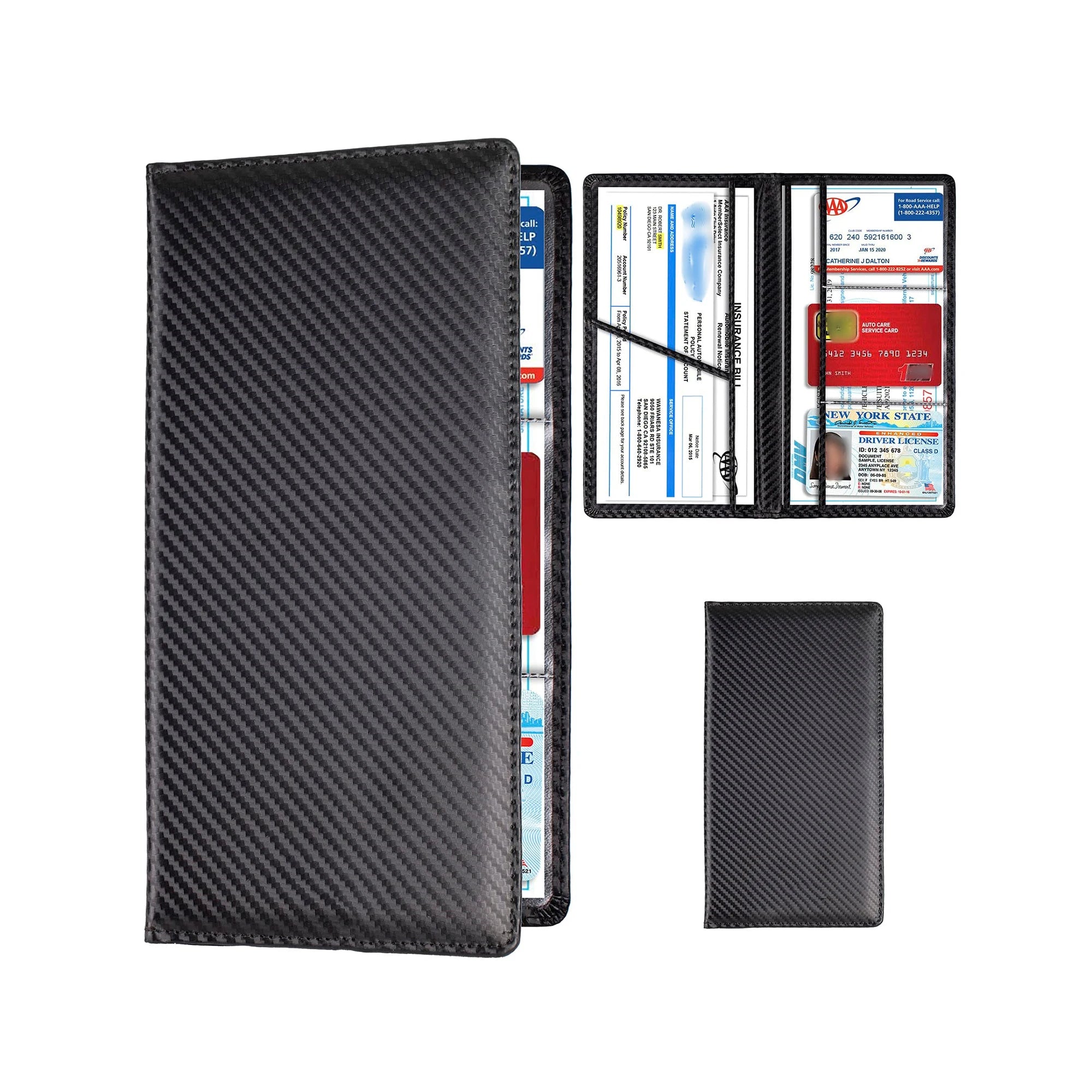 Custom Portable PU Leather Car Registration and Insurance Card Holder Stylish Portable Car Accessory Certificate Bag