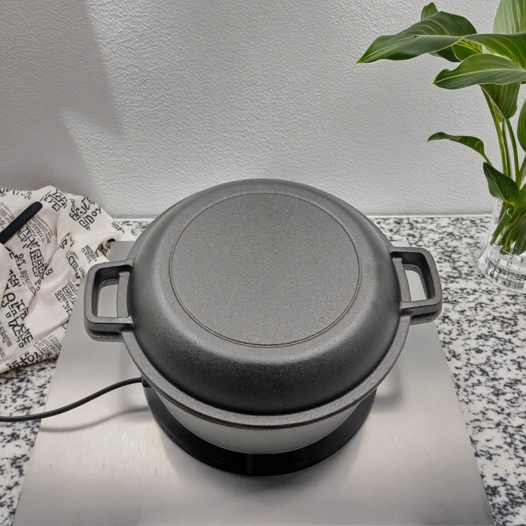 2-in-1 Cast Iron Bread Oven Dutch Oven Pan with Frying Pan Lid Cooking Pan Cookware Set