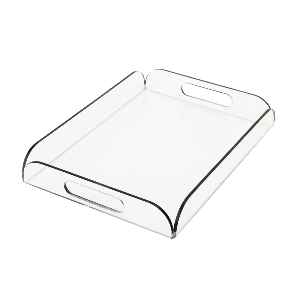 Transparent Square Clear Acrylic Tray With Handle Food Serving Tray