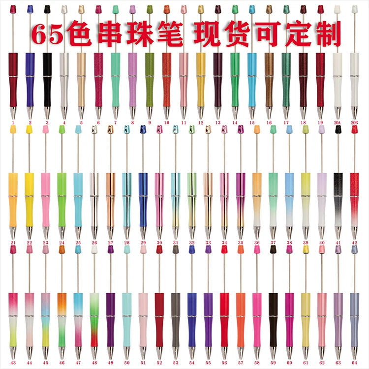 Ready Ship DIY Metal Ballpoint Pens Custom Logo Promotional Environment-protective Ink School Children Handmade Beads Feather