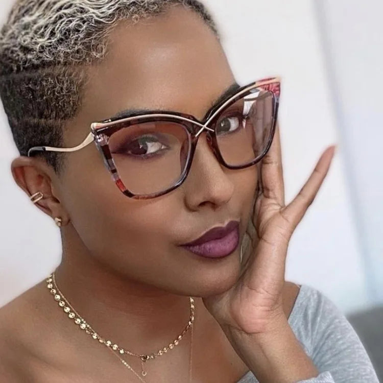 LBAshades Cat's Eye Metal Glasses Optical Frame 2022 New Anti-blue Light Large Frame Eyewear INS Trend Retro Eyeglasses Frame