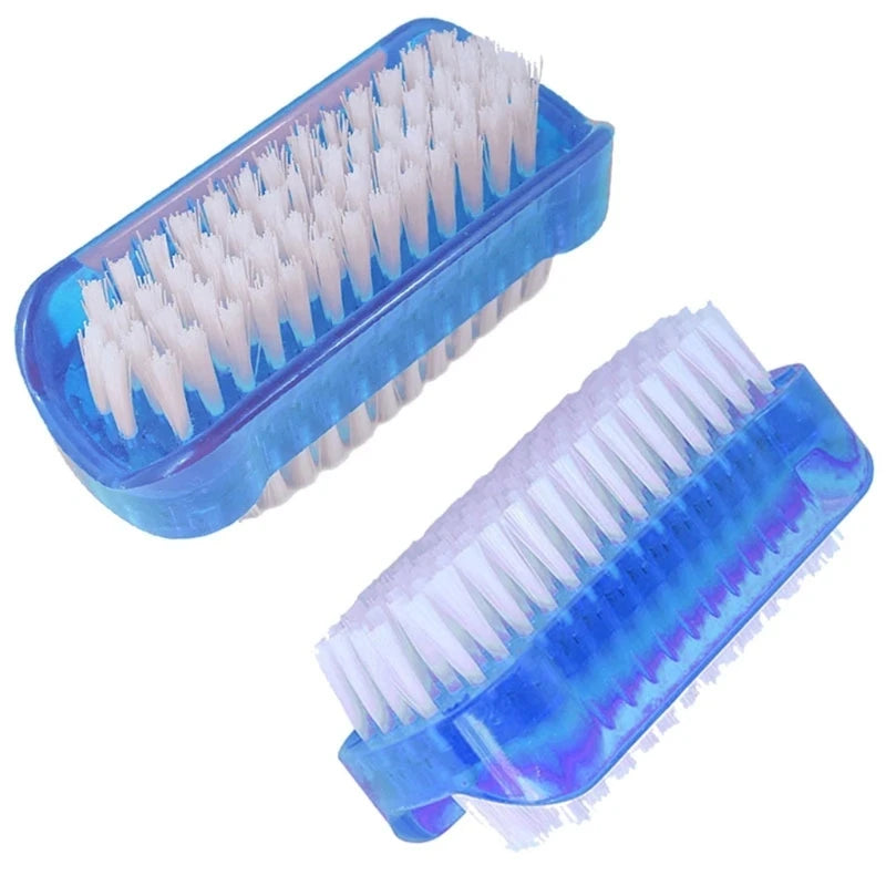 Plastic Nail Art Dust Brush Cleaning Scrubbing Brush Double Sided Hand Nail Brush Cleaner Manicure Tool