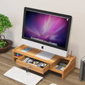DIY  Adjustable Wood Monitor Stand Riser Bamboo Monitor Riser for Computer Laptop Printer Desk Organizer