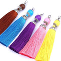 In Stock 8cm Silk Tassel With Bead Metal Hat and Lobster Clasp Keychain Tassels
