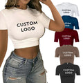 HG66 Custom Logo Crop Top T Shirts Sexy Basic Short Tshirts Female Club White Women Shirts 2021 Short Sleeve Hip Hop Crew Neck