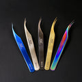 Volume Tweezers Gold Tip Stainless Steel Slanted Tip Tweezers Custom Eyelash Extension Tweezers