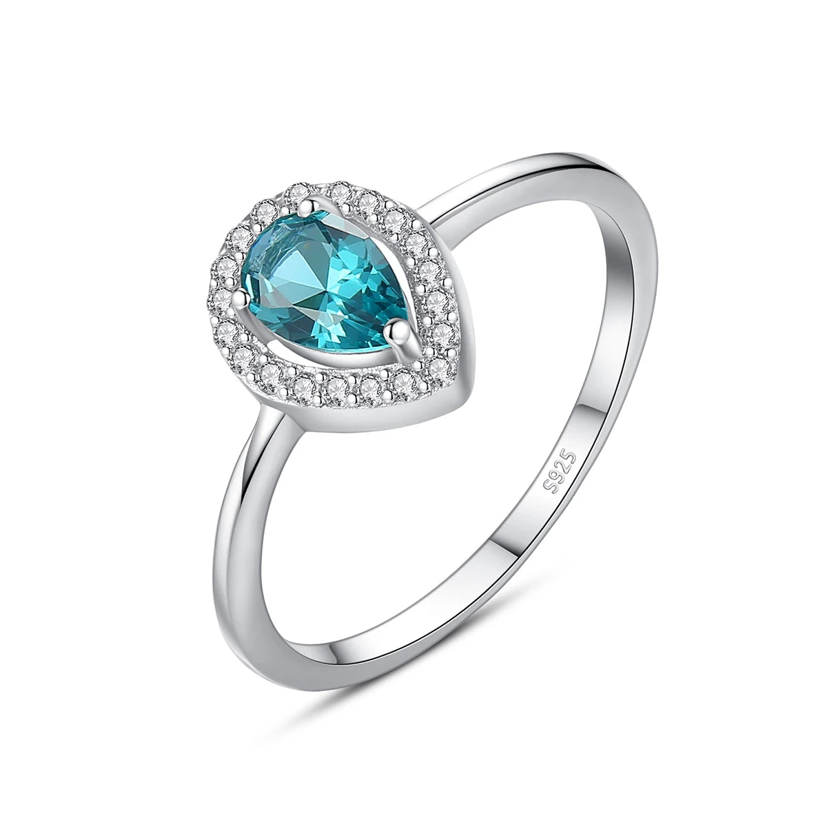 CZCITY Luxury Jewelry 925 Sterling Silver Pear Teardrop CZ Gemstone Ring for Women Statement Ring Party Prom
