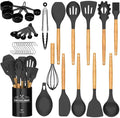 Eco-Friendly Wooden Handle Silicone Kitchen Utensils Set-Durable Sustainable Home Kitchen Tools
