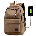 Unisex Casual 17-Inch Laptop Backpack Smart USB Port Waxed Canvas Student School Bag Shoulder Carrying System Waterproof