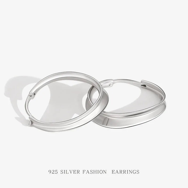 French Style Trendy Ear Buckle 925 Sterling Silver Circle Hoop Geometric Irregular Gold Plated Wedding Party Earrings for Women