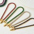 High Quality 18K Gold Plated Stainless Steel Bracelet Fashion Full Pave Red Green White Black Square Zircon Bracelet for Women