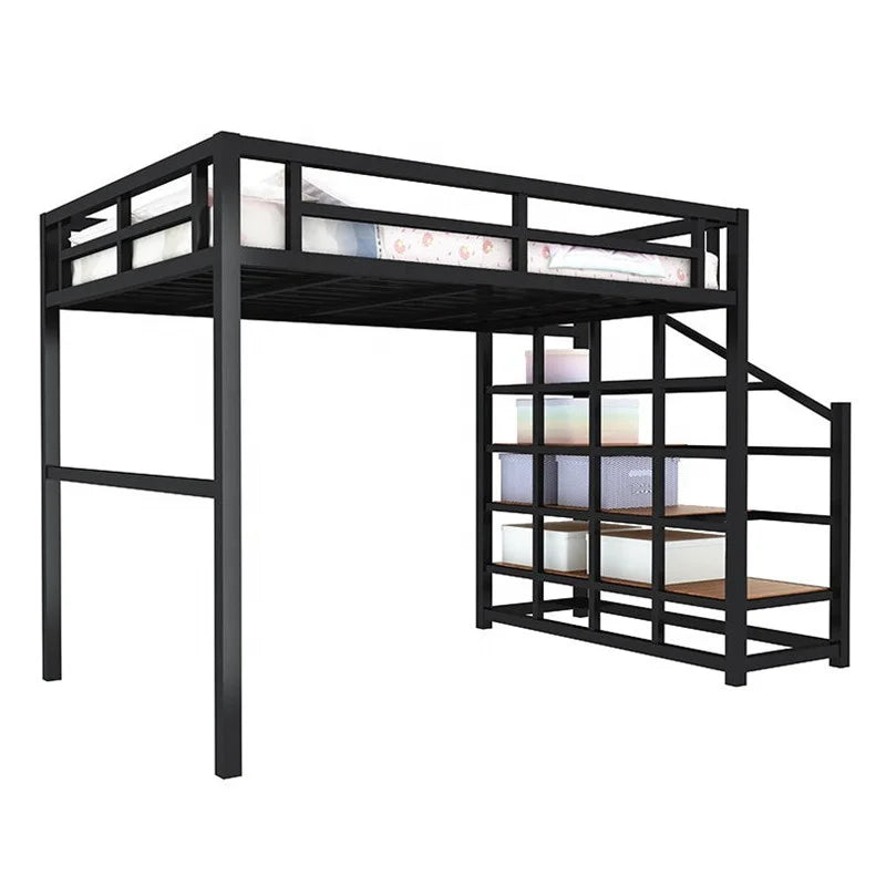 New Adult Modern Iron Metal Bunk Bed Frame Detachable Hotel Hostel Motel Dorm Single Full Queen King Size