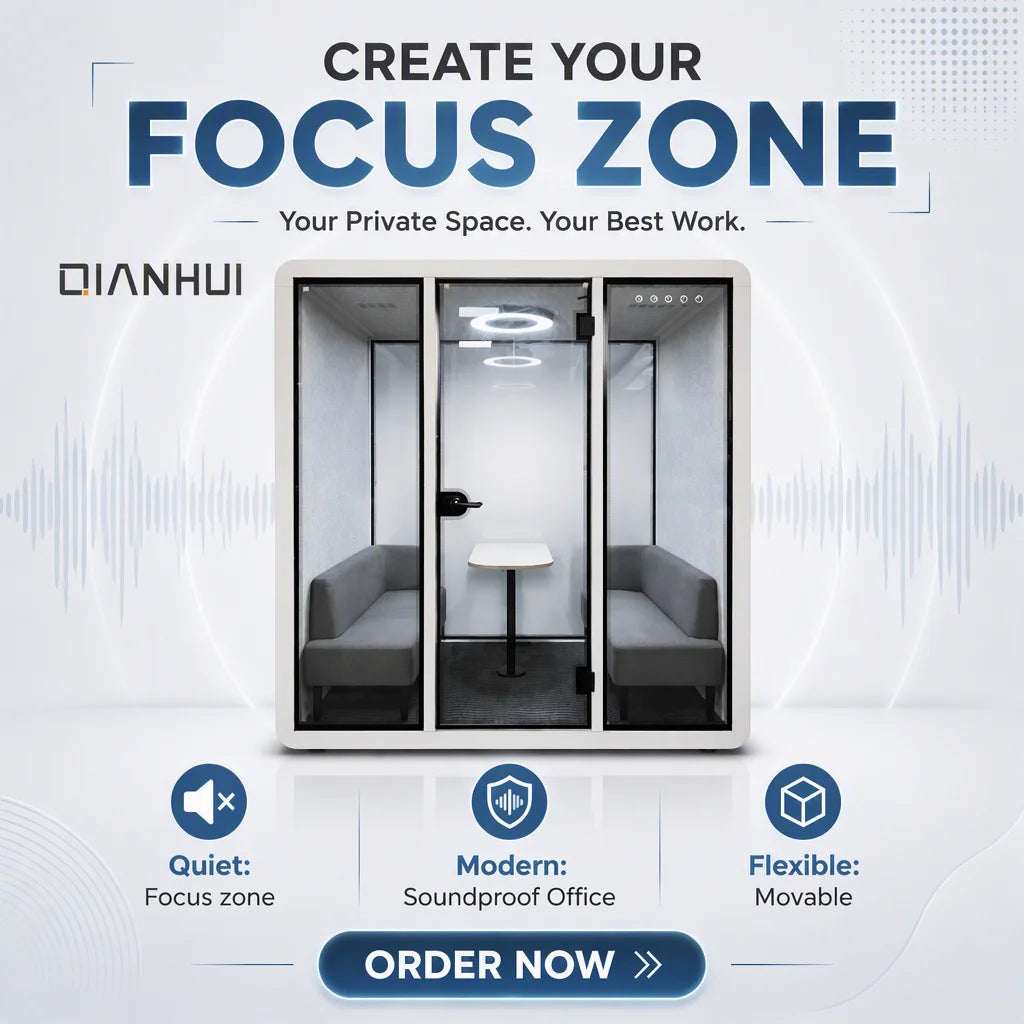 Office Decoration Soundproofing Open Office Assemble Soundproof Booth 6.38 CBM Office Pod With Wheels