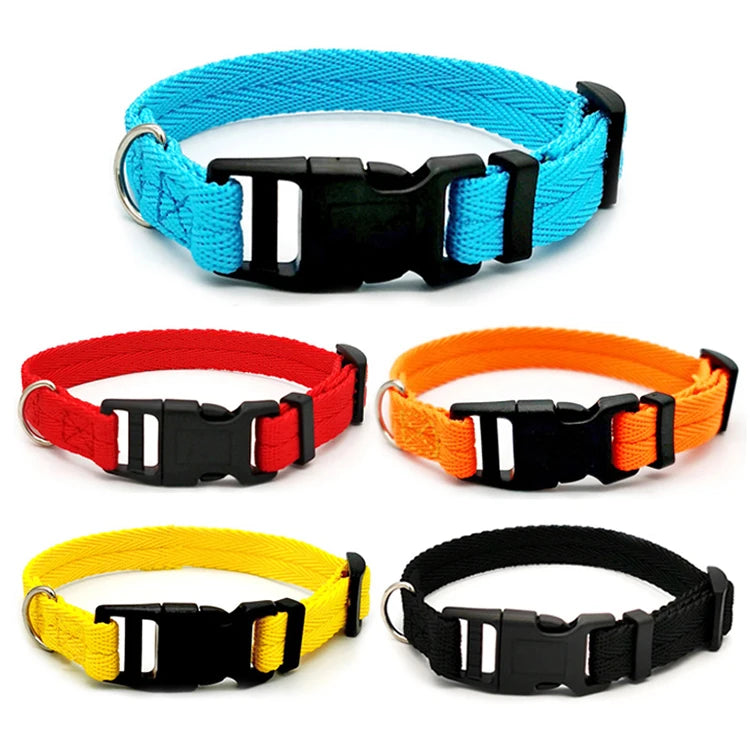 In Stock Nylon Wide Heavy Duty Big Dog Coloured Collar Dog Durable Harness Soft Adjustable Collares