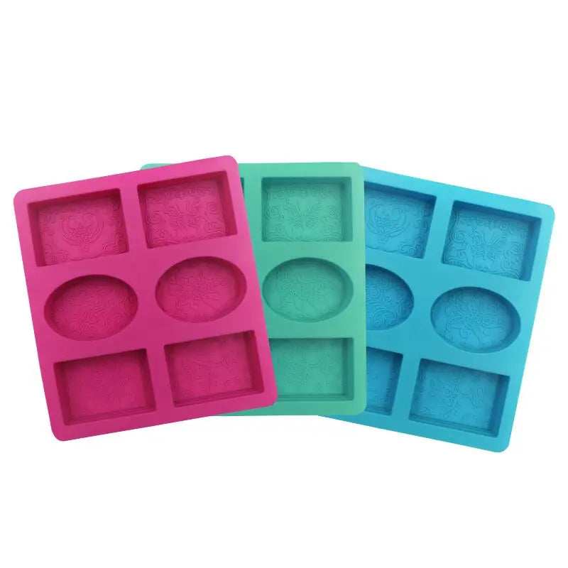 6 Cavities Rectangular Oval DIY Silicone Soap Mold for Making Chocolate Cake Jelly Cookie Mold